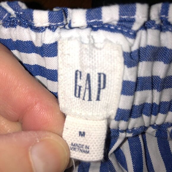 GAP Womens Medium Blue Striped Long Sleeve Off the Shoulder Summer Dress Size M - Picture 8 of 9